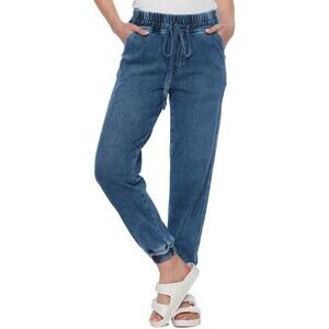 WASH LAB Cotton Denim Jogger Indigo Blue Pull On Jegging Relaxed Fit Women's S